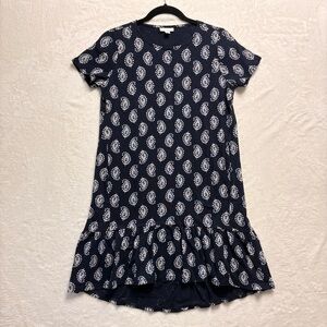 J Jill Dress Womens‎ XS Petite Blue Paisley Cotton Modal Short Sleeve